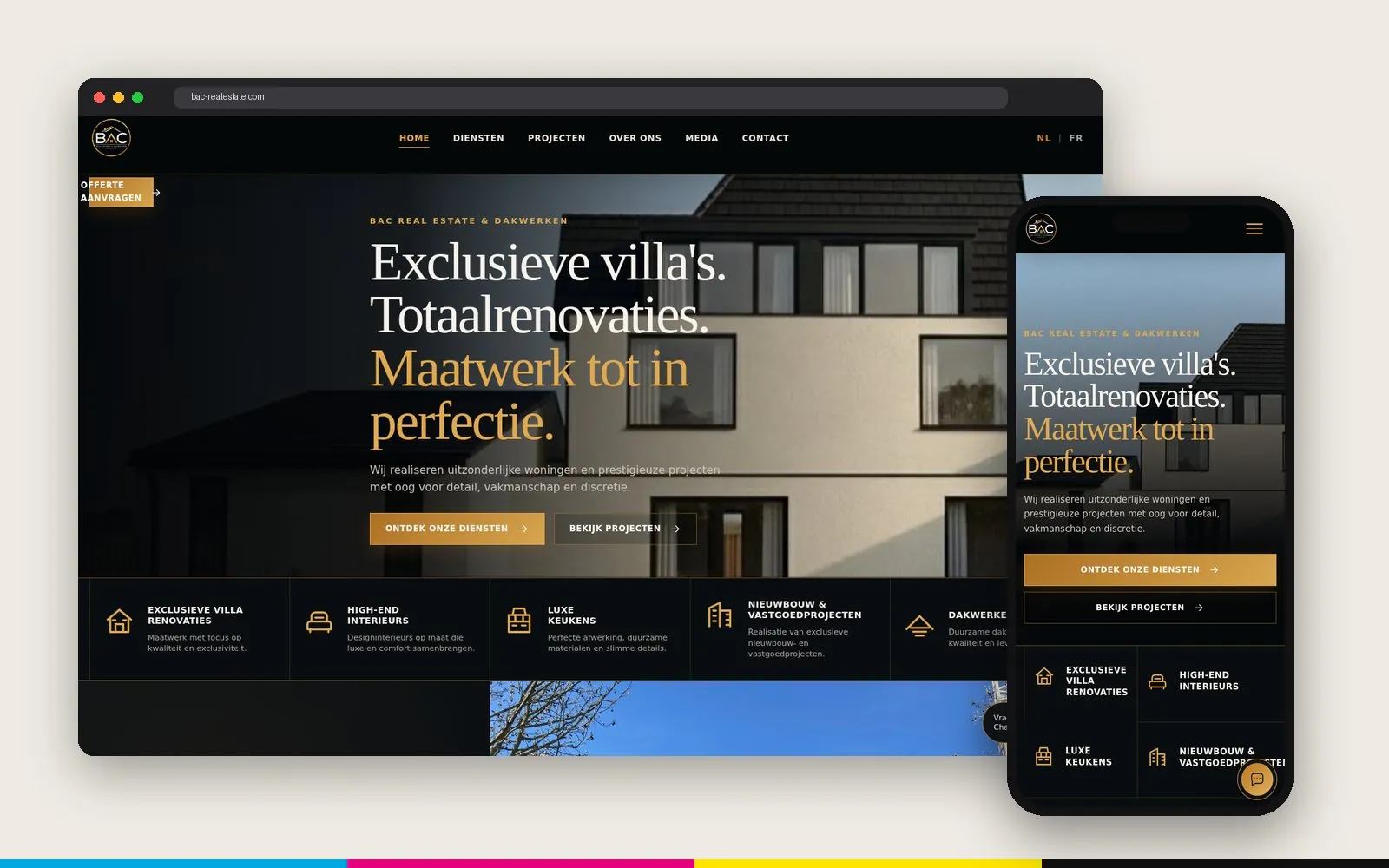 Website voor BAC Real Estate & Dakwerken