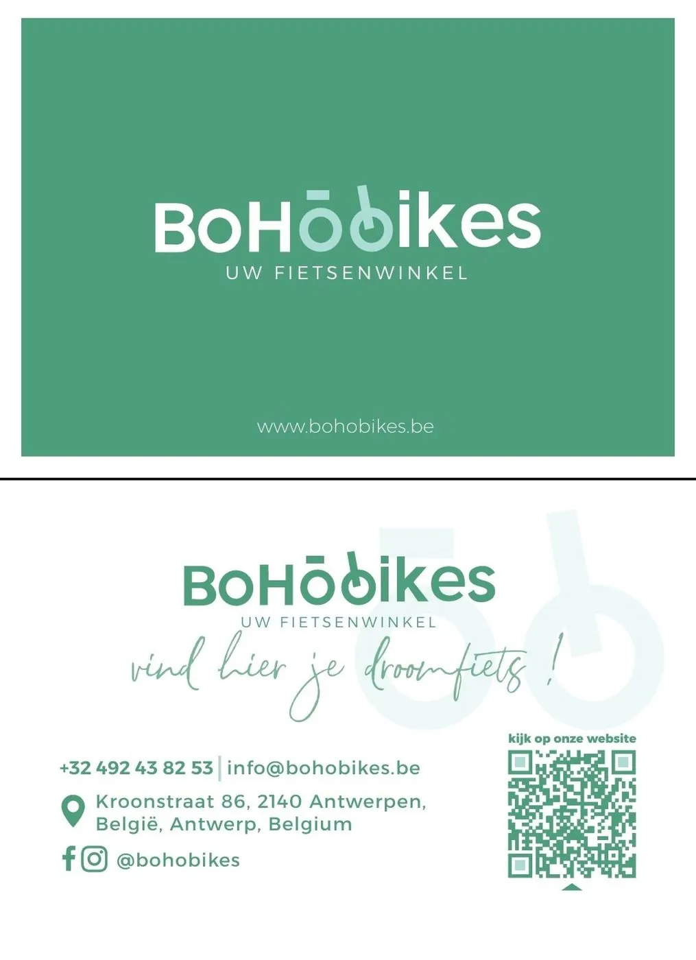 Visitekaartje voor fietsenwinkel BoHobikes