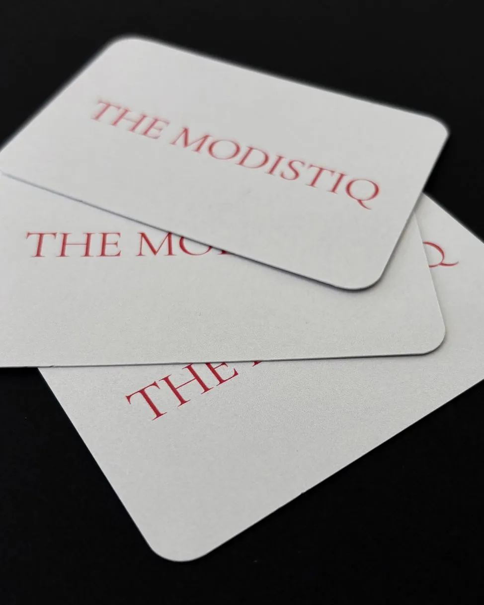 Visitekaartjes met ronde hoeken voor The Modistiq