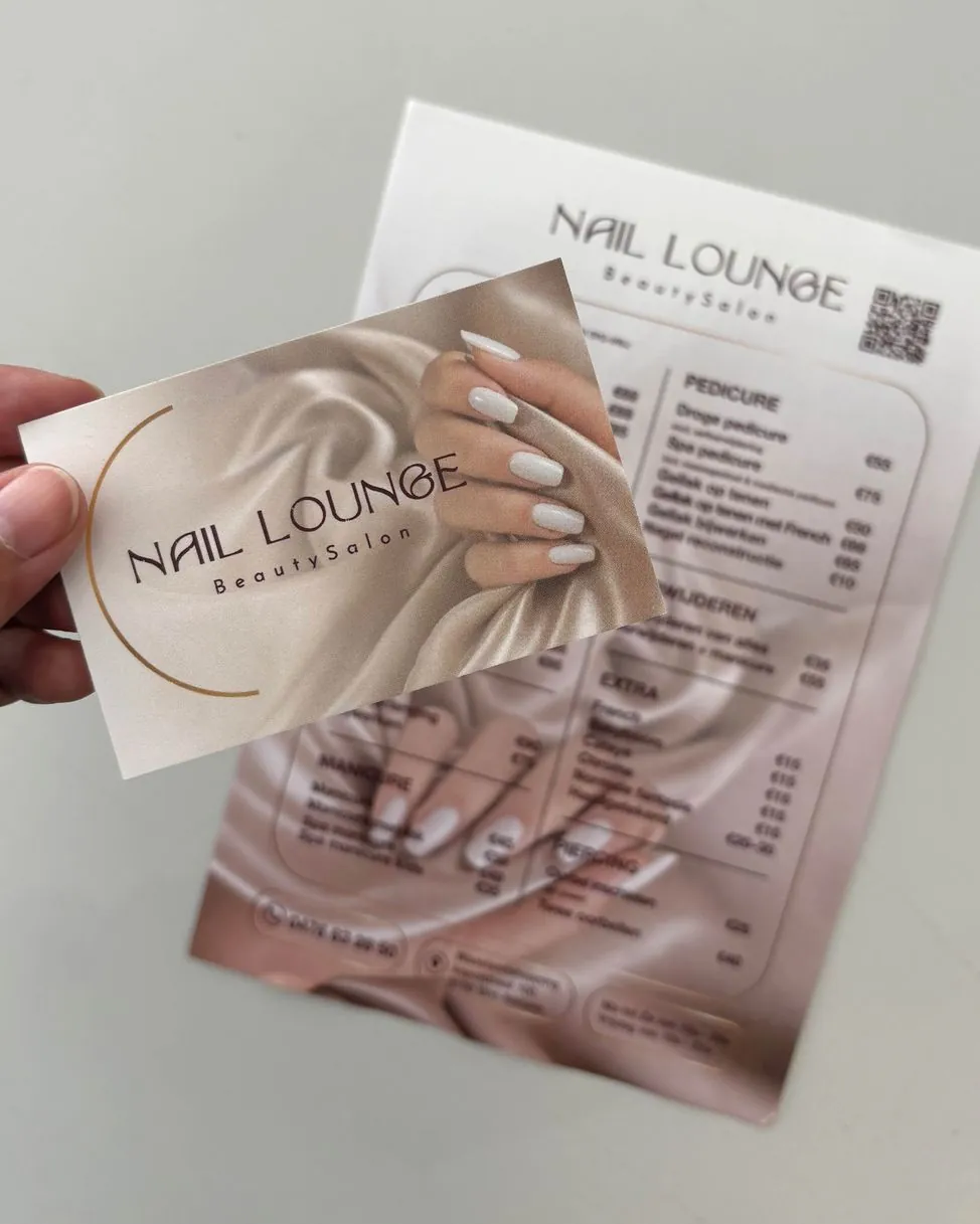 Visitekaartjes en prijslijst voor Nail Lounge