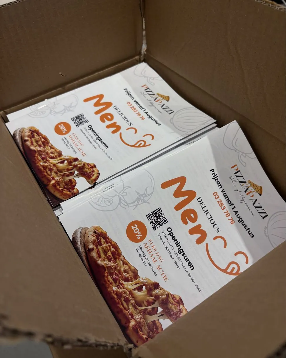 Menukaarten voor Pizza Pazzi