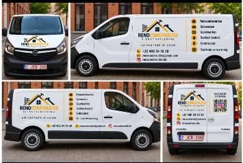 Belettering van de bestelwagen voor Renoconstructie